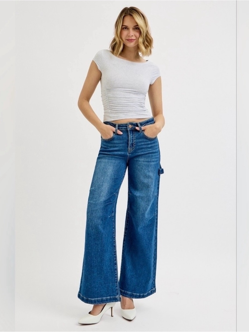 🔥👖 NWT 1XL RISEN Wide-Leg High-Rise Carpenter-Style Denim 🔥👖